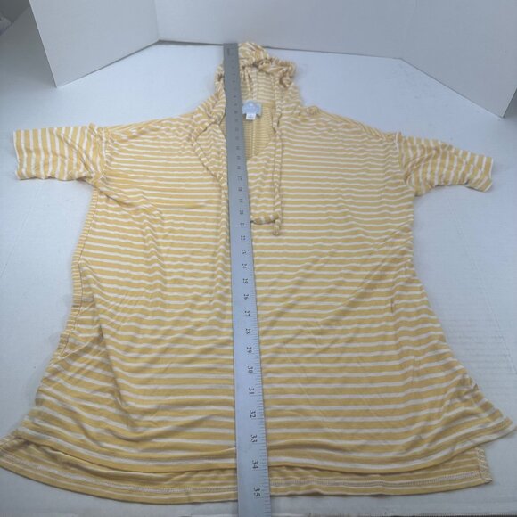 Sunday Women's Size Small Top Hoodie Striped Yellow White Preowned - Picture 13 of 14